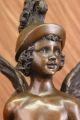 Signierte Schutzengel Bronze Skulptur Statue Dekofigur Dekoration Antike Bild 5