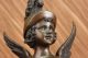 Signierte Schutzengel Bronze Skulptur Statue Dekofigur Dekoration Antike Bild 6