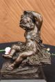 Bronzeskulptur Nackter Jungen Art Deco Marmorsockel Figur Statue Geschenk Antike Bild 1