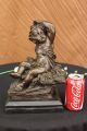 Bronzeskulptur Nackter Jungen Art Deco Marmorsockel Figur Statue Geschenk Antike Bild 3
