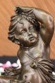 Bronzeskulptur Nackter Jungen Art Deco Marmorsockel Figur Statue Geschenk Antike Bild 4