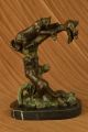 Bronze Skulptur Art Deco Kampf Zwischen Panther Und Reh Brone Marmor Figur Antike Bild 1
