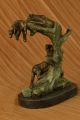 Bronze Skulptur Art Deco Kampf Zwischen Panther Und Reh Brone Marmor Figur Antike Bild 5
