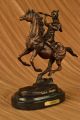 Skulptur Bronze Remington Krieg Art Deco Ureinwohner Amerikas Reitet Pferd Antike Bild 1