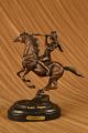 Skulptur Bronze Remington Krieg Art Deco Ureinwohner Amerikas Reitet Pferd Antike Bild 2