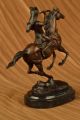 Skulptur Bronze Remington Krieg Art Deco Ureinwohner Amerikas Reitet Pferd Antike Bild 6
