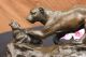 Skulptur Figur 35,  56 Cm Bronze Marmor Statue Panther Leopard Jaguar Safari Antike Bild 1