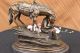 Alte West Cowboy Mit Pferd Bronze - Skulptur Der Westlichen Kunst Remington Antike Bild 10