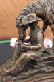 Alte West Cowboy Mit Pferd Bronze - Skulptur Der Westlichen Kunst Remington Antike Bild 5