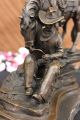Alte West Cowboy Mit Pferd Bronze - Skulptur Der Westlichen Kunst Remington Antike Bild 7
