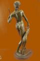 Singiert E.  Mccartan Bronze - Diana Die Jägerin Hunde Statue / Diana Mit Wolfshund Antike Bild 4