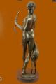 Singiert E.  Mccartan Bronze - Diana Die Jägerin Hunde Statue / Diana Mit Wolfshund Antike Bild 5