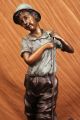 Unterzeichnet Moreau Charmantes Junge W/ente Bronze Skulptur Statue Figur 23 