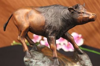 Bronze Statue Büffel Amerikanisches Bison Skulptur Elegant Klassisch Bild