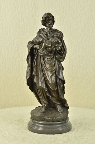 Bronze Krippe Heilige Familie Maria Baby Jesus Joseph Statue Figur Bild