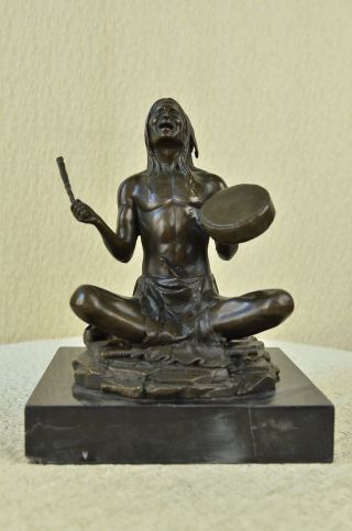 Ur Amerikaner Indianischer Häuptling Bronze Skulptur,  Kunst Bild
