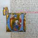 Gotische Bibel Handschrift Blatt Pergament Paris Frankreich Gold Initiale 1280 Antike Bild 2