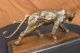 Selten Jaguar Panther Leopard Cougar Große Katze Auto Collector Bronze Marmor Antike Bild 10