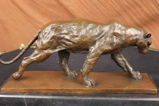 Selten Jaguar Panther Leopard Cougar Große Katze Auto Collector Bronze Marmor Bild