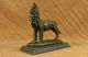 Bronze Skulptur Signiert Milo Mond Anhaulender Wolf Bronze Marmor Kunst Antike Bild 9