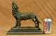 Bronze Skulptur Signiert Milo Mond Anhaulender Wolf Bronze Marmor Kunst Antike Bild 2