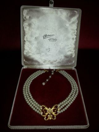 1970 ' S Avon Perlen & Strass Schmetterling Collier Halskette,  Signiert A.  Nachlaß Bild
