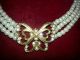 1970 ' S Avon Perlen & Strass Schmetterling Collier Halskette,  Signiert A.  Nachlaß Ketten Bild 1