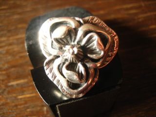 Schwerer Designer Blüten Ring 925er Silber Blume Blüte Modern Interpretiert Bild