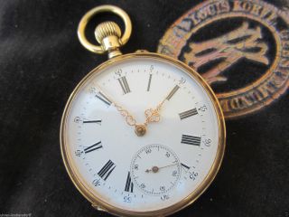Gold Herren Taschenuhr 14 Karat Schweiz Antik Pocket Watch Intakt Funktioniert Bild