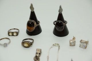 Antiker Schmuck Biedermeier Konvolut Silber Ohrstecker Ring Silber Armband Bild