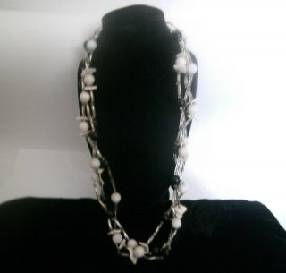 Miriam Haskell Unsigned Usa 3 Strand Strang Luxus Necklace Halskette Lucite Bild