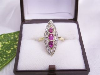 Diamant - Ring & 3 Rubine: Handarbeit Um 1910: 585er Gelbgold: Gr.  : 52 / 16,  5 Bild