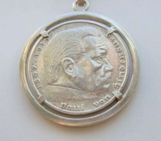 Silber Hindenburg Münz Medaillion An Kette Von 1936 Bild