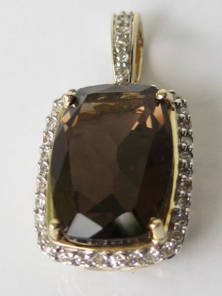 Schöner Diamantanhänger 585 Gelbgold 0,  16 Karat Diamant 14 Karat Gold Rauchtopas Bild