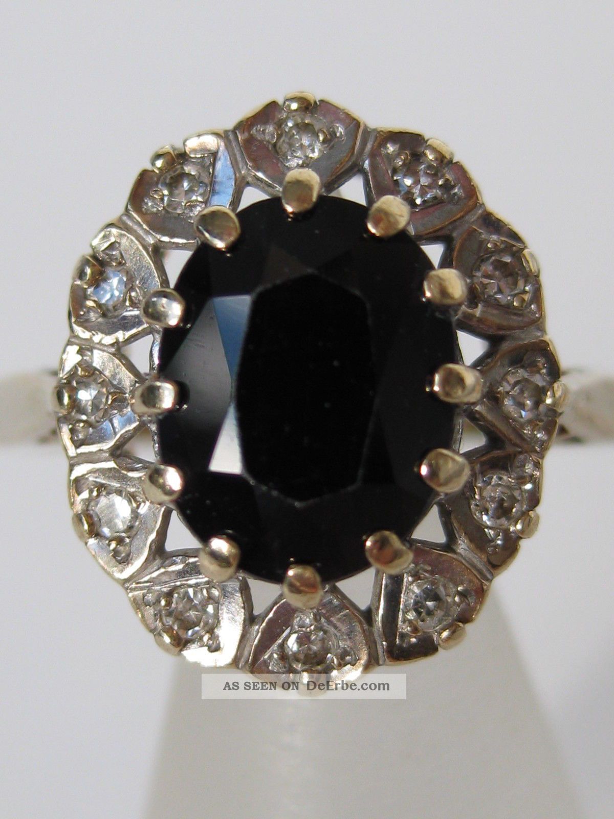 Antiker 333 Gelbgold Weissgold Ring Mit Diamant,  Saphir Diamantring Goldring Ringe Bild