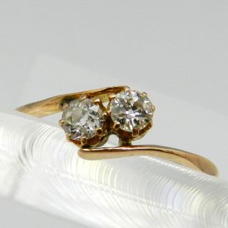 Zeitloser Schöner 585er Gold Ring Mit 2 Brillianten 0,  4 Karat Um 1920 - S2721 Bild