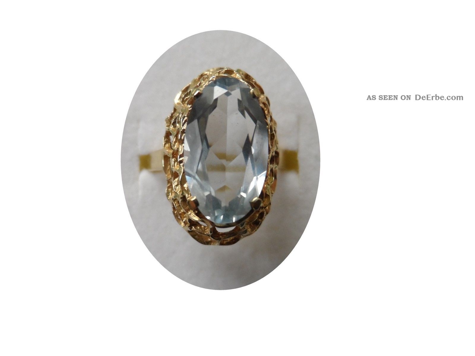 Antiker Ring 333 Gold Aquamarin Körbchenring Gr.  54 Ringe Bild