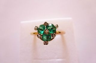 Sehr Exclusiver Prachtvoller Jugendstil Art Nouveau Ring Gold 585 Smaragd Perlen Bild