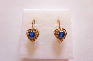 Exclusive Seltene Jugendstil Art Nouveau Ohrringe Gold 585 Herzen Saphir Perlen Bild