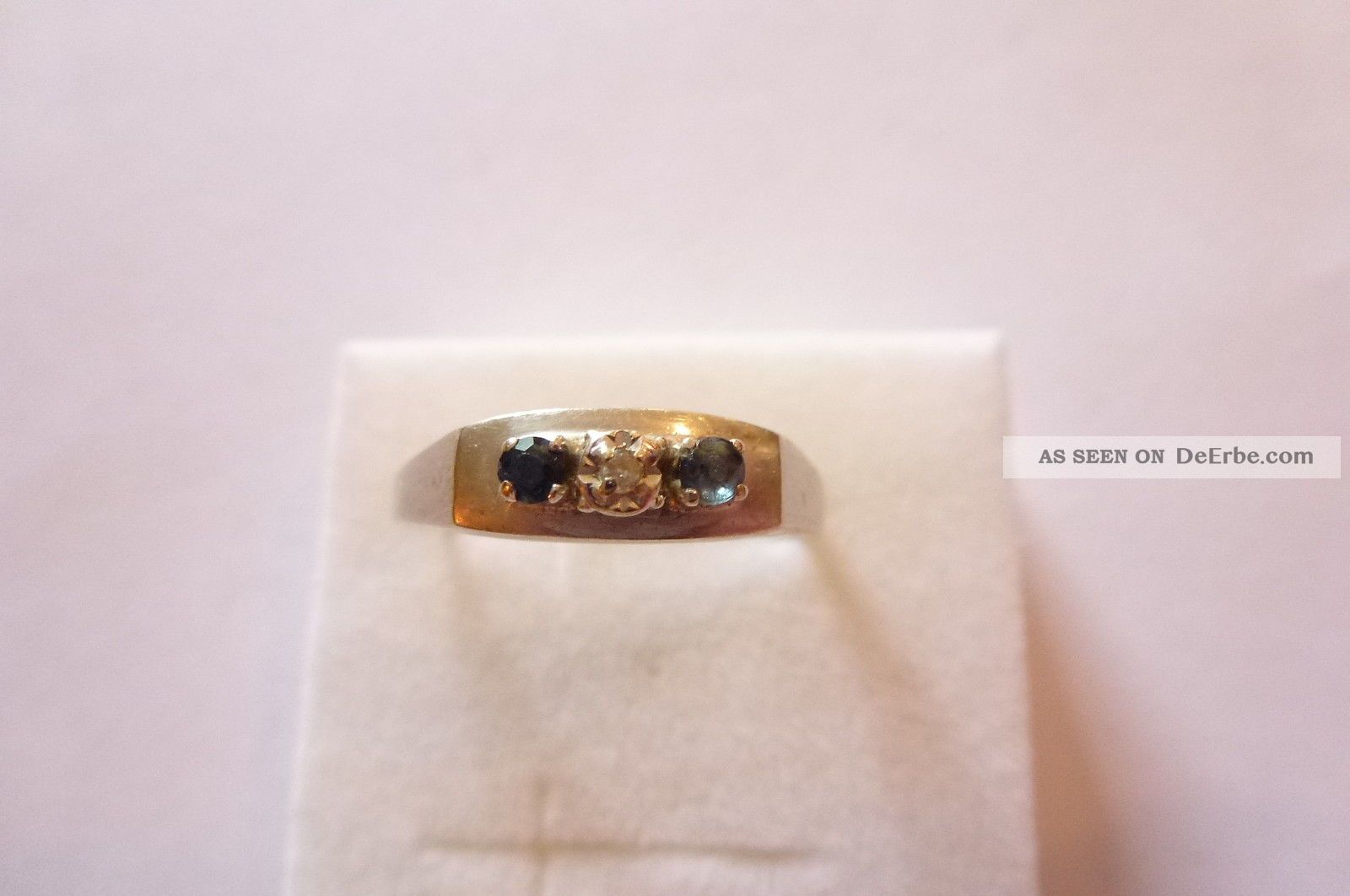 Prachtvoll Verzierter Art Deco Ring Weiß Gold 585 Mit Brillant Und Saphire Ringe Bild