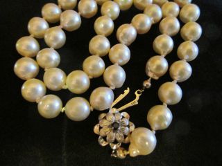 Sehr Hochwertige Barock Perlenkette Collier Weißgoldverschluß 585 Echt Gold Bild
