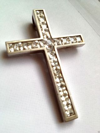 Großer Silberanhänger Kreuz Zirkoniasteinen 925er Silber Anhänger Kreuzanhänger Bild