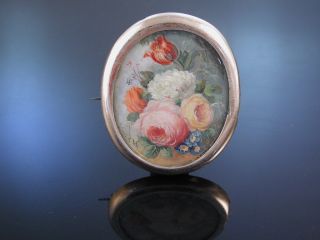 Brosche Miniatur Blumen Silber Vergoldet Frankreich Um 1850 Bild