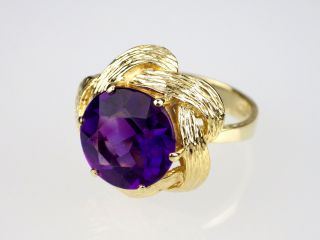 Art Deco Damen 585 14k Gelbgold Gold 8 Ct Echter Amethyst Ring,  Antik,  Größe 54 Bild