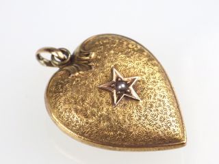 Historismus Damen 585 14k Gelb Gold Herz Orient Perle Ketten Anhänger,  Pendant Bild