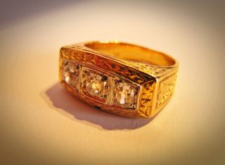 Schöner Schwerer Ring Jugendstil 750 Gold 1,  02 Ct Diamanten G/if Größe 53 Bild