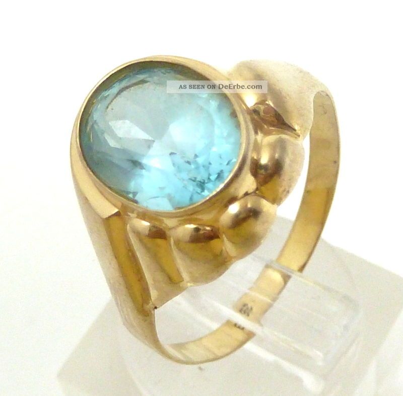 Damen - Ring - 333/gold 1920 Mit Spinell - Besatz 10x8mm - Ring Gr.  58/18,  4mm Ringe Bild