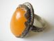 Antiker Messing Ring Mit Egg Yolk Bernstein Amber Schmuck Rg 1,  8 Mm / 6,  6 G 58 Ringe Bild 10
