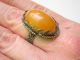 Antiker Messing Ring Mit Egg Yolk Bernstein Amber Schmuck Rg 1,  8 Mm / 6,  6 G 58 Ringe Bild 3