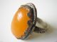 Antiker Messing Ring Mit Egg Yolk Bernstein Amber Schmuck Rg 1,  8 Mm / 6,  6 G 58 Ringe Bild 6